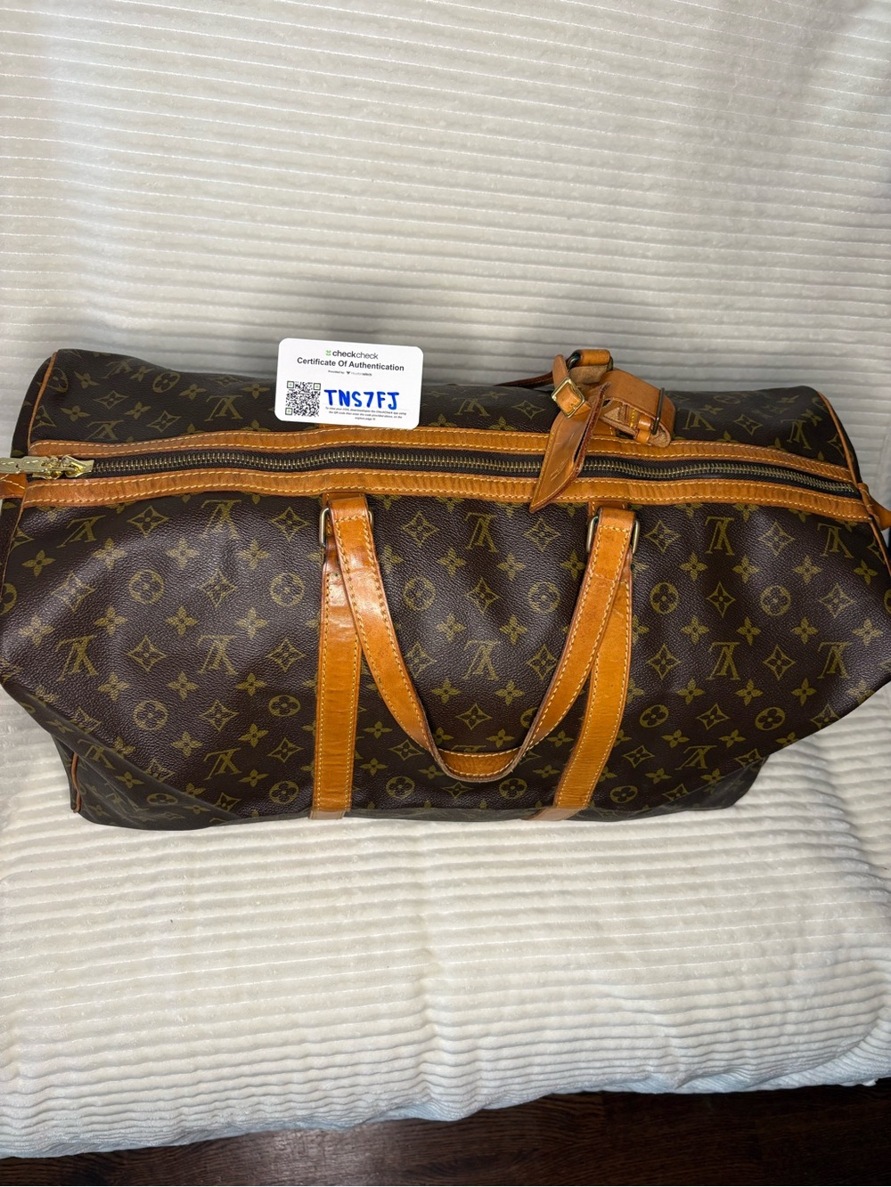 Louis Vuitton Monogram Canvas Travel Duffel in Brown and Tan 55